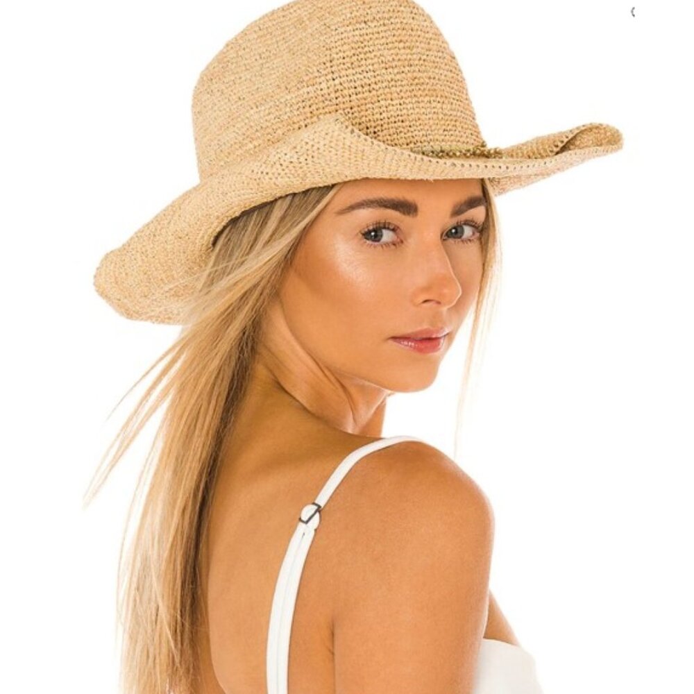 Flora Bella. Kendra Lux Raffia Adjustable Cowboy Hat. Size M/L.